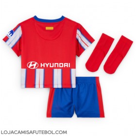 Camisa de Futebol Atletico Madrid Equipamento Principal Infantil 2024-25 Manga Curta (+ Calças curtas)